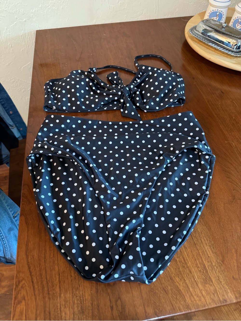 Black Polka Dot Two-Piece Bikini Set